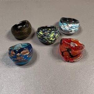 Glass Rings Set of 5